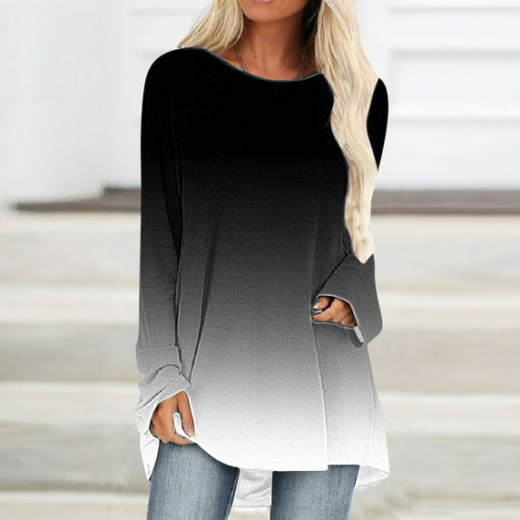 Azrian Women's Fashion Hoodies & Sweatshirts,Women's Printed T-shirt Long Sleeves Blouse Round Neck Casual Tops