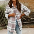 thumbnail image 1 of Azrian Women's Flannel Plaid Shacket Long Sleeve Button Down Shirts Jacket Coats with Side Pockets, 1 of 8