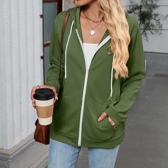 Azrian Women’s Full Zip Up Hoodie Jacket,Women Casual Fall Outerwear Sizes S-2XL