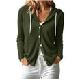 thumbnail image 1 of Azrian Women’s Hooded Knit Button Front Cardigan, Long Sleeve Knit Jacket Sizes S-2XL, 1 of 9