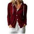 thumbnail image 1 of Azrian Women’s Hooded Knit Button Front Cardigan, Long Sleeve Knit Jacket Sizes S-2XL, 1 of 9