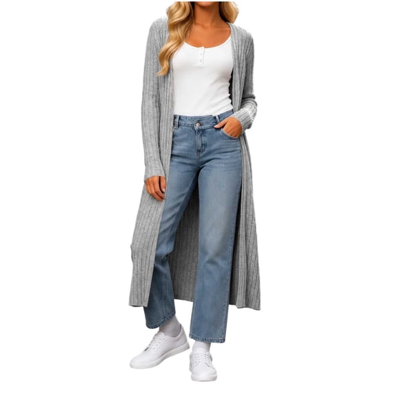 Azrian Women’s Open Front Duster Cardigan, Casual Long Sleeve Layering Sweater Sizes S-2XL