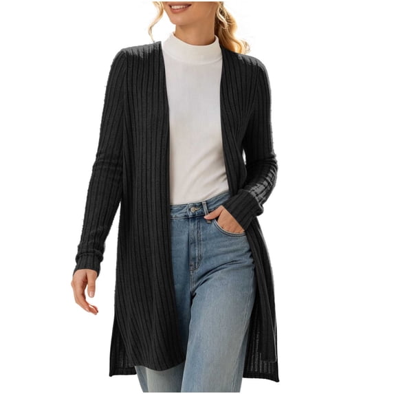 Azrian Women’s Open Front Duster Cardigan, Casual Long Sleeve Layering Sweater Sizes S-2XL