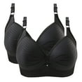 thumbnail image 1 of Azrian Women's Plus Size Seamless Comfy Bra,2PC Woman's Printing Gathered Together Large Size Daily Bra Underwear No Rims 42 Size,Black on, 1 of 2