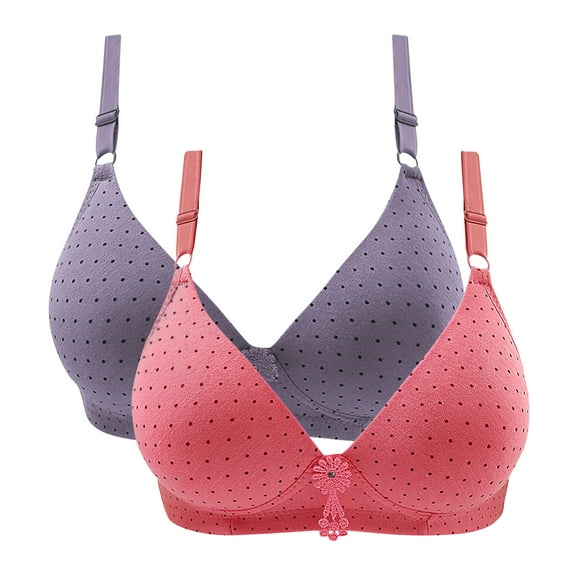 Azrian Women's Plus Size Seamless Comfy Bra,2pcs Woman's Embroidered Glossy Comfortable Breathable Bra Underwear No Rims 36/80 Size,Purple on