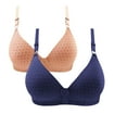 thumbnail image 1 of Azrian Women's Plus Size Seamless Comfy Bra,2pcs Woman's Embroidered Glossy Comfortable Breathable Bra Underwear No Rims 34/75 Size,Watermelon Red on, 1 of 2