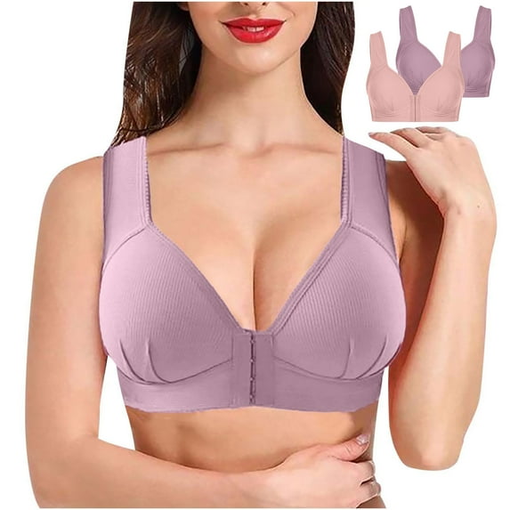 Azrian Women's Plus Size Seamless Comfy Bra,2pcs Woman's Fashion Plus Size Wire Free Comfortable Push Up Hollow Out Bra Underwear XL Size,Watermelon Red on Sales