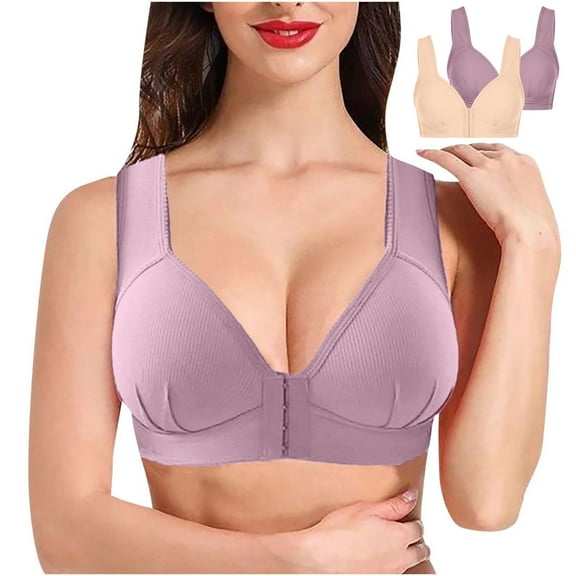 Azrian Women's Plus Size Seamless Comfy Bra,2pcs Woman's Fashion Plus Size Wire Free Comfortable Push Up Hollow Out Bra Underwear XXXXL Size,Beige on