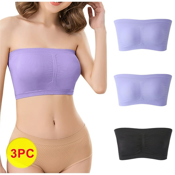 Azrian Women's Plus Size Seamless Comfy Bra,Stretch Strapless Bra,Summer Bandeau Bra,Plus Size Strapless Bra,Comfort Wireless Bra XXL Size,Black on Sales