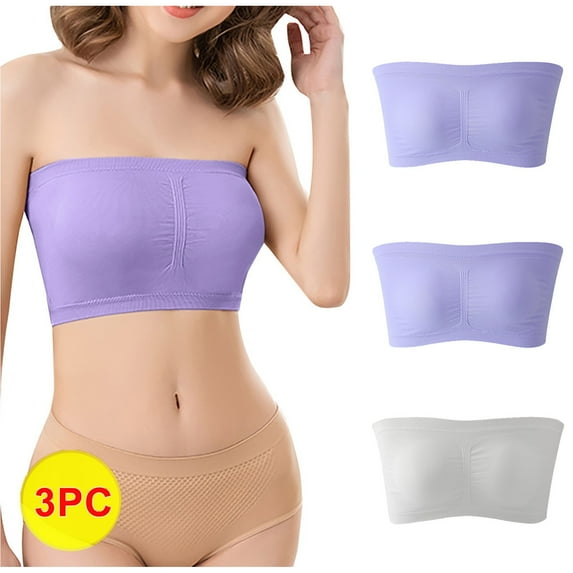 Azrian Women's Plus Size Seamless Comfy Bra,Stretch Strapless Bra,Summer Bandeau Bra,Plus Size Strapless Bra,Comfort Wireless Bra XXL Size,White on Sales