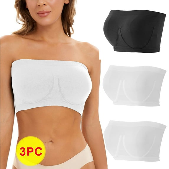 Azrian Women's Plus Size Seamless Comfy Bra,Stretch Strapless Bra,Summer Bandeau Bra,Plus Size Strapless Bra,Comfort Wireless Bra XXXL Size,Black on Sales