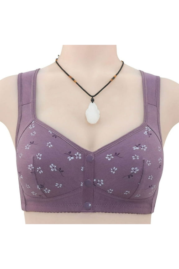 Women's Plus Size Seamless Comfy Bra,Woman's Embroidered Glossy Comfortable Breathable Bra Underwear No Rims 44 Size,Purple on