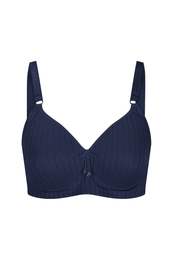 Women's Plus Size Seamless Comfy Bra,Woman's Embroidered Glossy Comfortable Breathable Bra Underwear No Rims 46 Size,Blue on