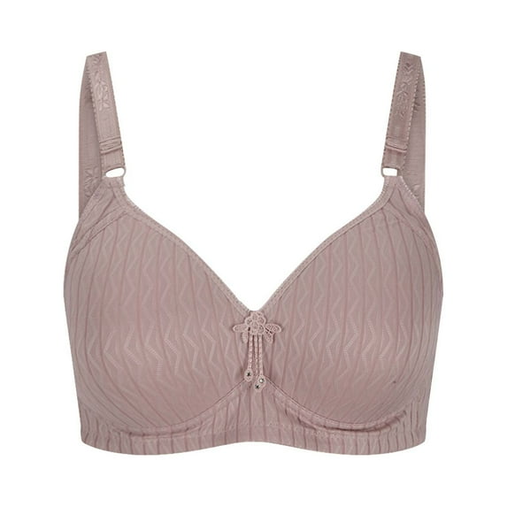 Azrian Women's Plus Size Seamless Comfy Bra,Woman's Embroidered Glossy Comfortable Breathable Bra Underwear No Rims 52 Size,Pink on