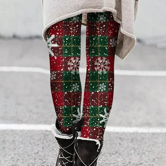 Azrian Women's Plus Size Swearpants Christmas SnowflakesPrinted Casual Hip Lifting Yoga Pants Leggings Stretch Pants Training Leggings Pants