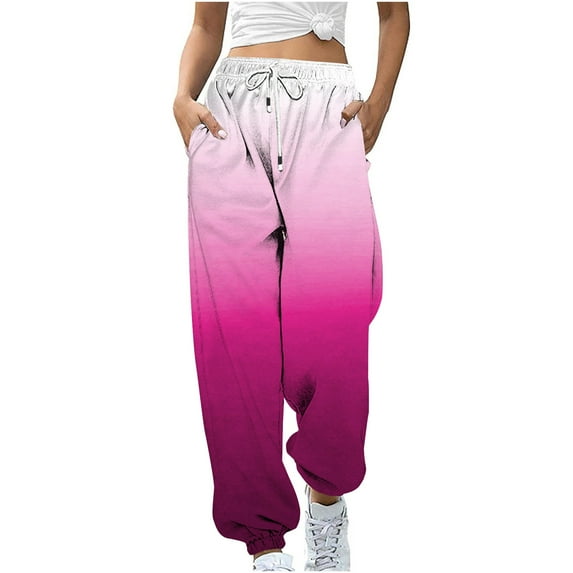 Azrian Women's Plus Size Swearpants Gradient Sweatpants Loose Lounge Trousers With Pockets High Waist Pants