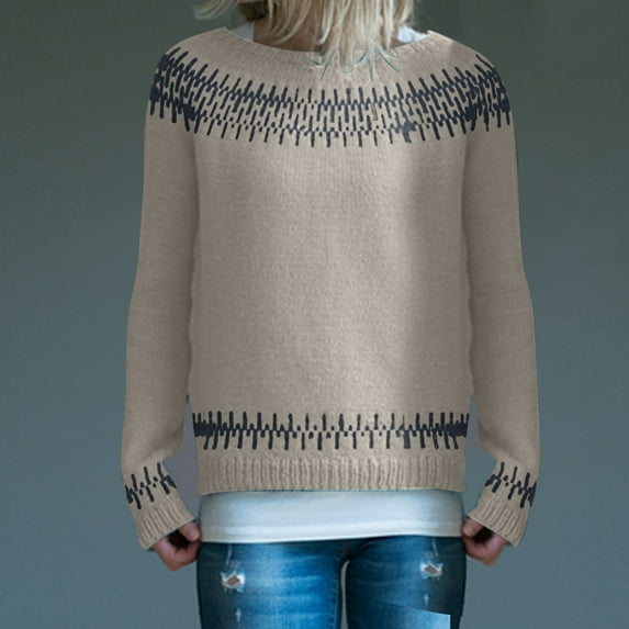 Azrian Women's Round Neck Long Sleeve Sweater Matching Loose Fashion Pullover Comfortable Sweatshirts