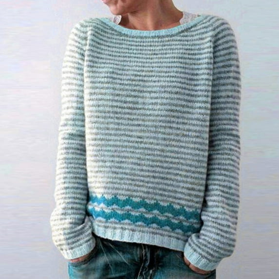 Azrian Women's Round Neck Long Sleeve Sweater Matching Loose Fashion Pullover Comfortable Sweatshirts