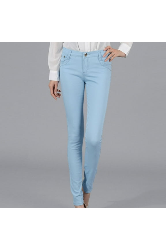 Women's Slim-Fit Jeans Clearance Women's Candy Pencil Pants Colorful Feet Denim Pants