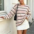 thumbnail image 1 of Azrian Women’s Striped Crewneck Long Sleeve Top,Oversized Long Sleeve Striped Pullover Sizes S-XL, 1 of 5