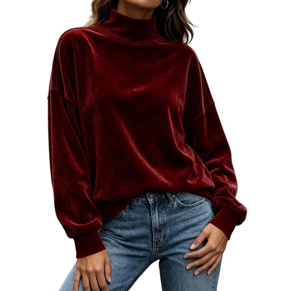 Azrian Women’s Turtleneck Pullover Top,Loose Fit Long Sleeve Sweatshirt Sizes S-2XL