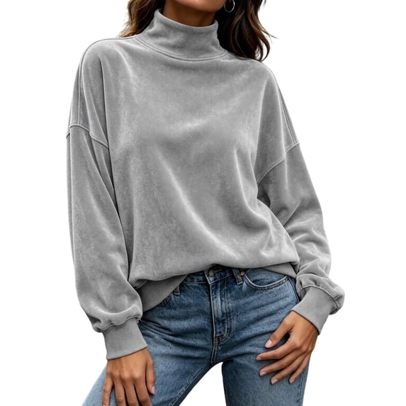Azrian Women’s Turtleneck Pullover Top,Loose Fit Long Sleeve Sweatshirt Sizes S-2XL