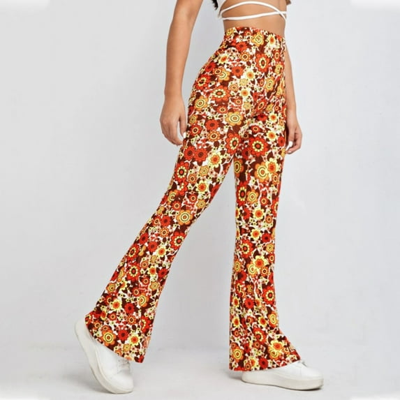 Azrian Womens Casual Long Pants High Waist Summer Printed Pants