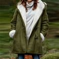 thumbnail image 1 of Azrian Womens Coats and Jackets,Women Winter Plus Size Solid Plus Velvet Coat Long Sleeve Horn Buckle Pocket Overcoat Tops, 1 of 4