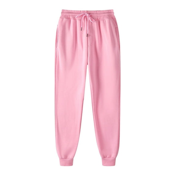 Azrian Womens Fall Fashion Pants,Men's Casual Trousers and Trousers Plus Velvet Thick Solid Color Large Size Running Fitness Sports Pants Pink Size XXXL on