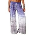 thumbnail image 1 of Azrian Womens Fall Fashion Pants Clearance,Women Casual Loose Gradient Tie-dye Printed Yoga Sport Long Pnats Wide Leg Pants Purple Size XXXXL on Sale, 1 of 3
