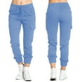 thumbnail image 1 of Azrian Womens Fall Fashion Pants,Women's Cargo Pants Solid Color Lace Loose Multi Pocket Casual Pants Light Blue Size XXXL on, 1 of 6