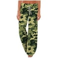 thumbnail image 1 of Azrian Womens Fall Fashion Pants,Women's Comfy Casual Pajama Floral Print Elastic Waist Lounge Wide Leg Pants Green Size on, 1 of 4