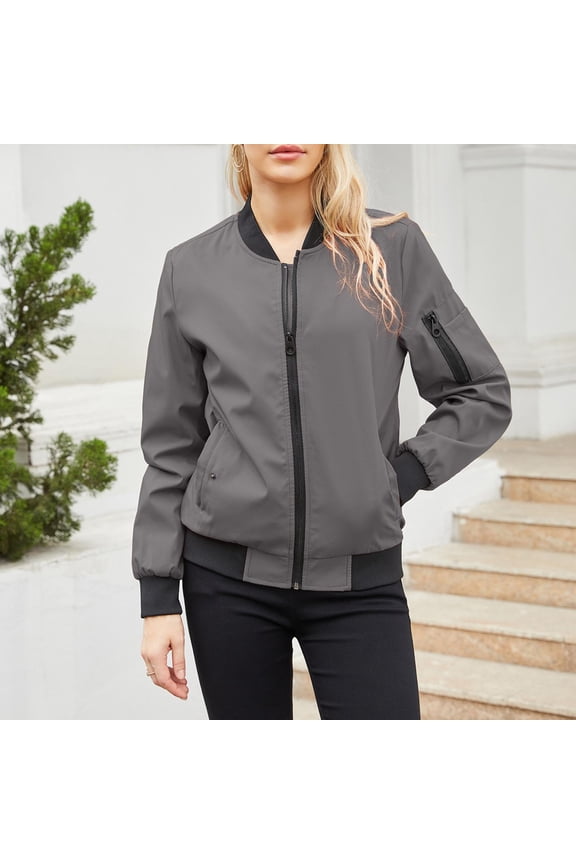 Womens Jackets Coats,Plus Size Womens Jackets Lightweight Zip Up Cropped Coat Fashion Windbreaker Outerwear Casual Quilted Jacket Baseball Uniform on