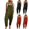 thumbnail image 1 of Azrian Womens Jumpsuit Sets,Daily Casual Style Solid Cold Shoulder Pockets Suspender Pant Jumpsuit, 1 of 6