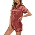 thumbnail image 1 of Azrian Womens Pajamas Clearance,Women's Casual Homewear Short-Sleeve Tops Shorts Color Night Pajamas Suits L Size,Coffee on Sale, 1 of 5