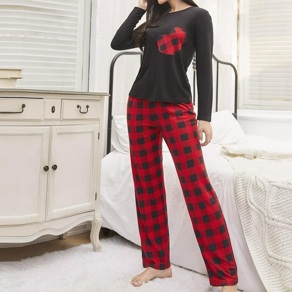 Azrian Womens Pajamas Clearance,Women's Home Clothes Women's Winter Pants With Long Sleeves Pajama Suit L Size,Black on Sale