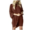 thumbnail image 1 of Azrian Womens Pajamas,Women's Round Neck Long Sleeve Pullover Shirt Tops + Pants Trousers Set M Size,Coffee on, 1 of 4