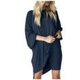 thumbnail image 1 of Azrian Womens Pajamas Clearance,Women's Round Neck Long Sleeve Pullover Shirt Tops + Pants Trousers Set XXXL Size,Dark Blue on Sale, 1 of 4