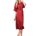 thumbnail image 1 of Azrian Womens Pajamas Clearance,Women's Solid Color Home Wear Casual V-neck Belt Half Sleeve Pajama Dress L Size,Red on Sale, 1 of 4