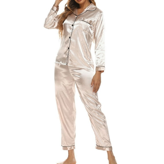 Azrian Womens Pajamas,Womens Fashion Home Wear Pajamas Women Two-Piece Suit Long Sleeve Pants Pajama Set Homewear Size,Gold on