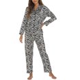 thumbnail image 1 of Azrian Womens Pajamas,Womens Fashion Print Home Wear Two-Piece Suit Long Sleeve Pants Pajama Set M Size,Black on, 1 of 4