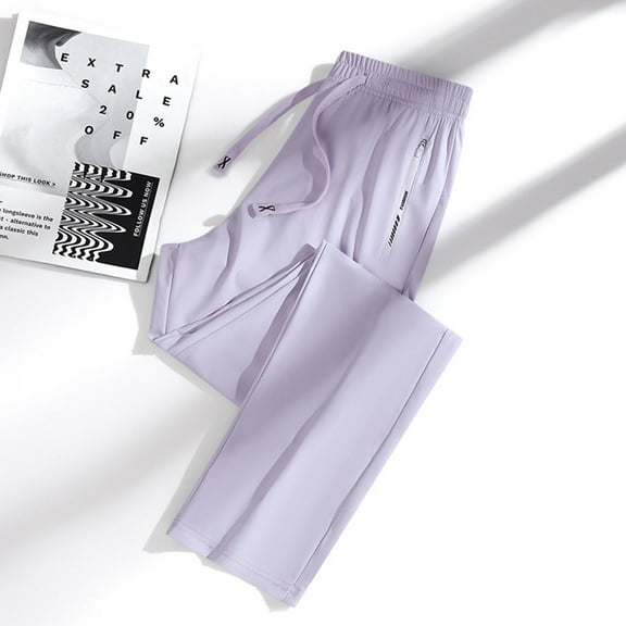 Azrian Womens Pajamas Summer lightweight Pant Elastic Waist Women New Fashion Solid Pocket Zipper Casual Sports Sweatpants Full Length Pants