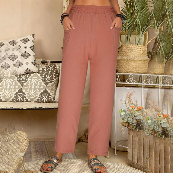 Azrian Womens Pants,Fashion Casual Spring Summer Solid Color Loose Full Length Pantsize M-XXXXL