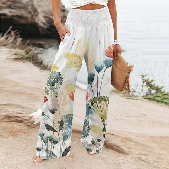 Azrian Womens Pants,Womens Plus Size Pants Casual Printing Pockets Elastic Waist Comfortable Straight Loose Pant