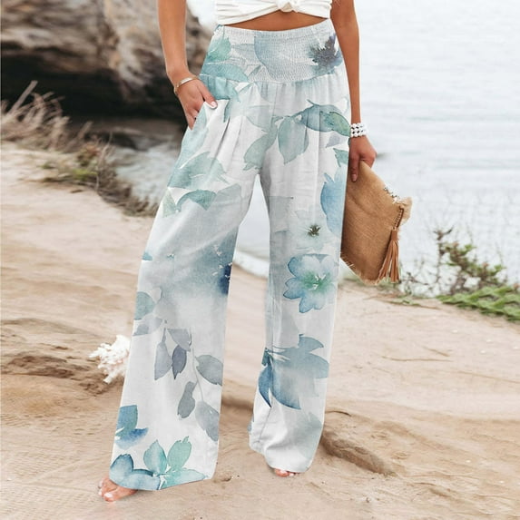 Azrian Womens Pants Clearance,Womens Plus Size Pants Casual Printing Pockets Elastic Waist Comfortable Straight Loose Pant Clearance