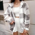 thumbnail image 1 of Azrian Womens Plaid Flannel Hoodie Shirts Classic Fit Long Sleeve Button Down Hooded Drawstring Boyfreind Shacket Jacket Coats, 1 of 6