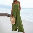 thumbnail image 1 of Azrian Womens Plus Jumpsuits Summer,Fashion Casual Cold Shoulder Tops Solid Button Suspender Wide Pocket Leg Pant M-XXL Size Suit Sets on, 1 of 6