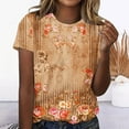 thumbnail image 1 of Azrian Womens Plus Size,Women's Casual Retro Printed Round Neck Short Sleeved Top, 1 of 4