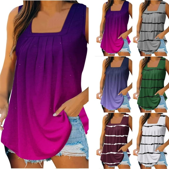 Azrian Womens Plus Size,Women's Fashion Solid Color V-neck Comfortable Loose T-shirt Sleeveless Blouse Casual Tops