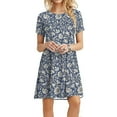 thumbnail image 1 of Azrian Womens Plus Size Dresses Casual Plain Short Sleeve Loose Floral Sunflower Print Dress, 1 of 6